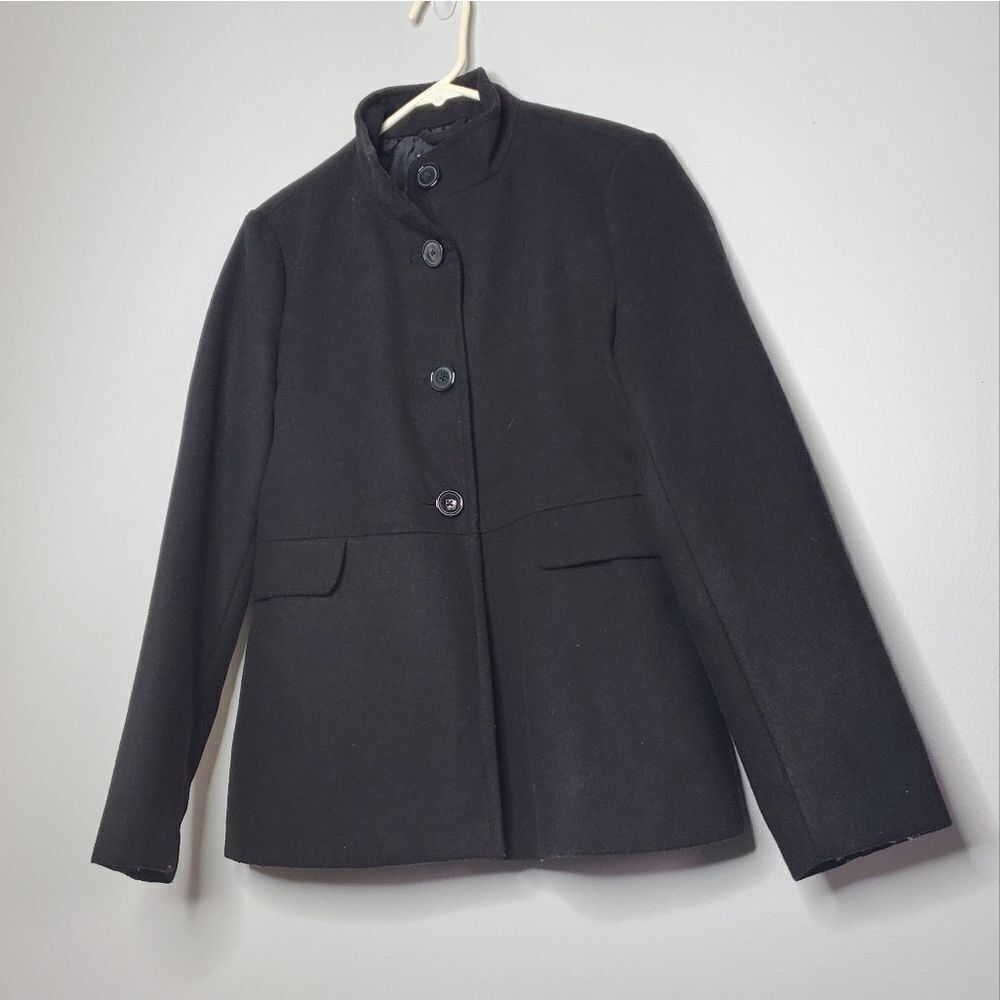 Old Navy S P Black Pea Coat Button Up Women's Fitted Vintage